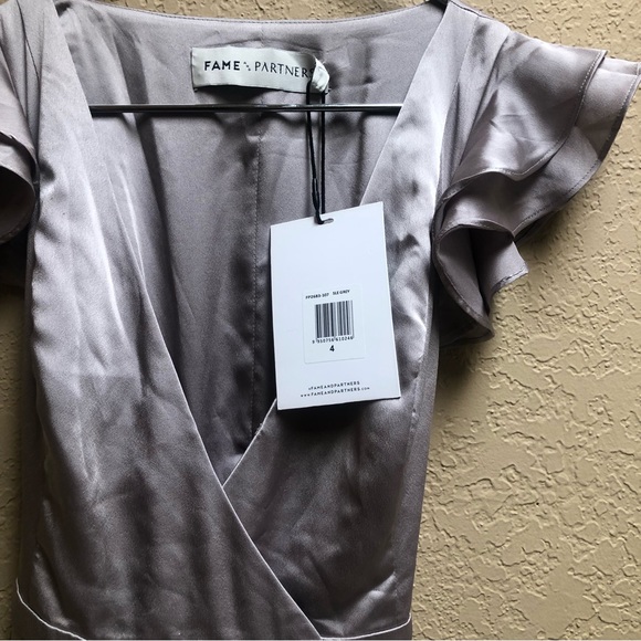 Fame & Partners 100% Silk Kira Grey Dress in Sz. 4 - Picture 9 of 10